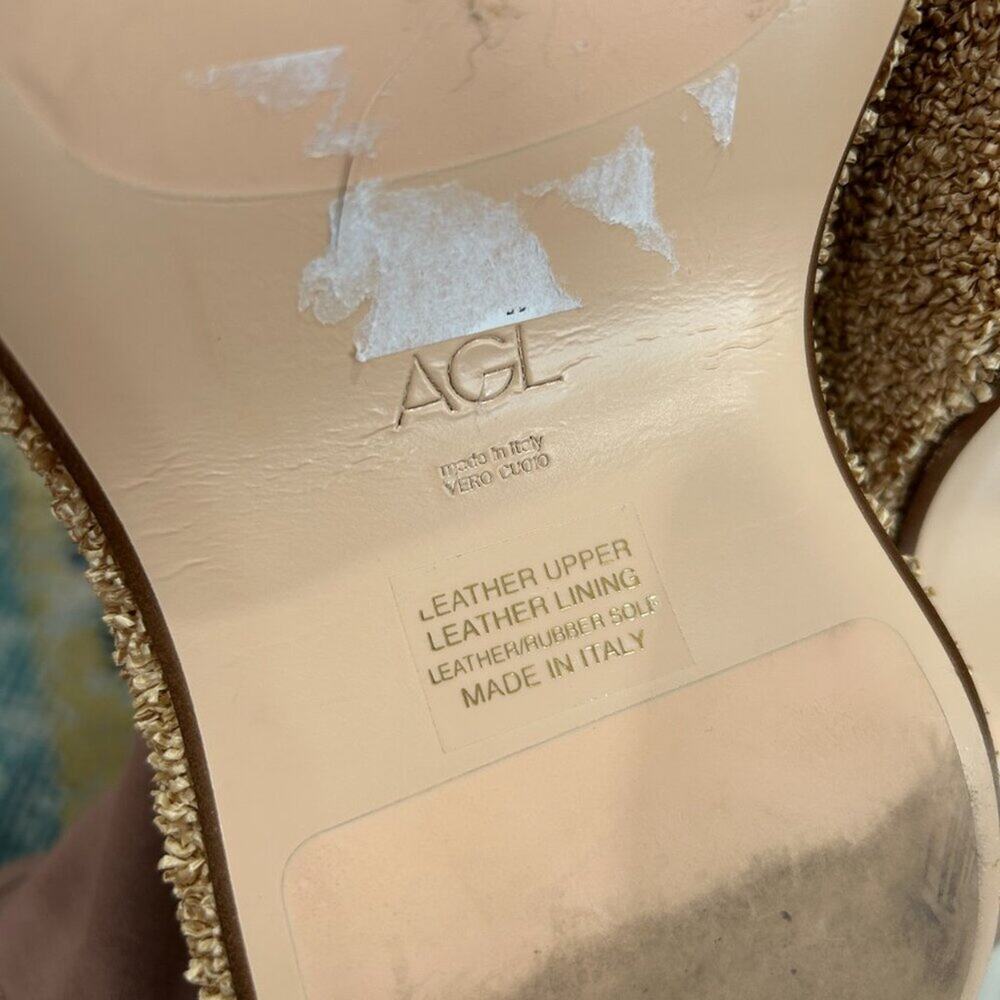 $595 AGL Beige Boho Slip On Chunky Platform Clog Mule 37 / 7 Resortwear Vacation - Picture 9 of 10